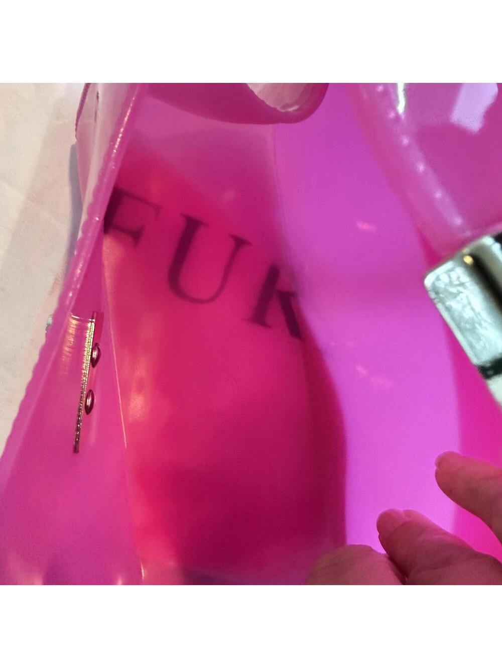 NEW Furla Candy Meringa Mini Crossbody Fuschia Hot‎ Pink PVC Rubber Top Handle - Picture 8 of 9